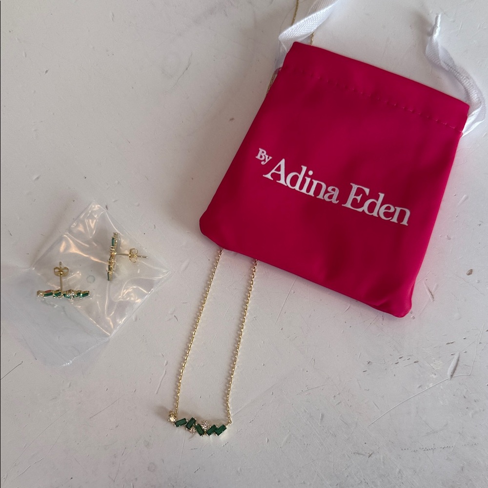 Adina Eden Gold Necklace with Green Accents